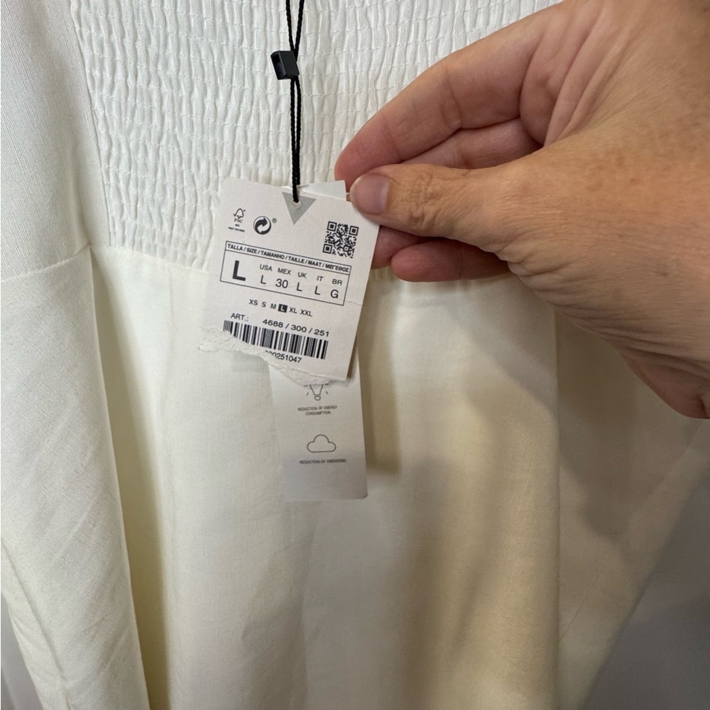 Zara White short mini dress size Large new with tags NWT size Large - Picture 7 of 14
